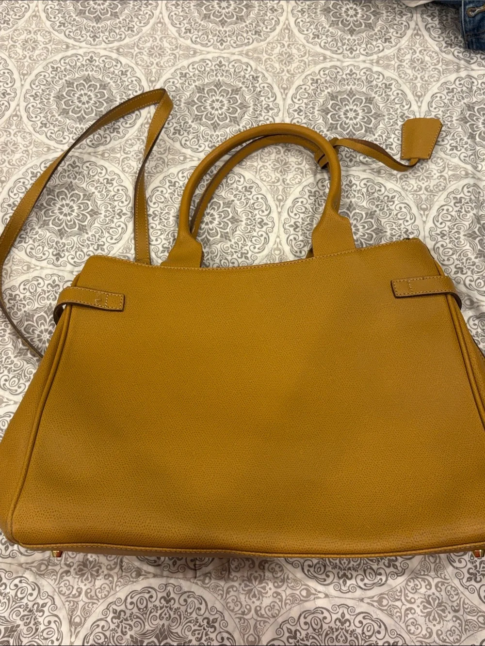 Women's Structured Leather Tote Bag in Tan